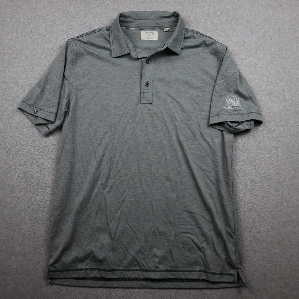 Linksoul Polo Shirt Mens Large Green Striped Palmilla Beach Golf Short Sleeve